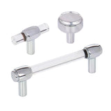 Lucite Polished Chrome "Nash" Drawer Pulls and Cabinet Knobs