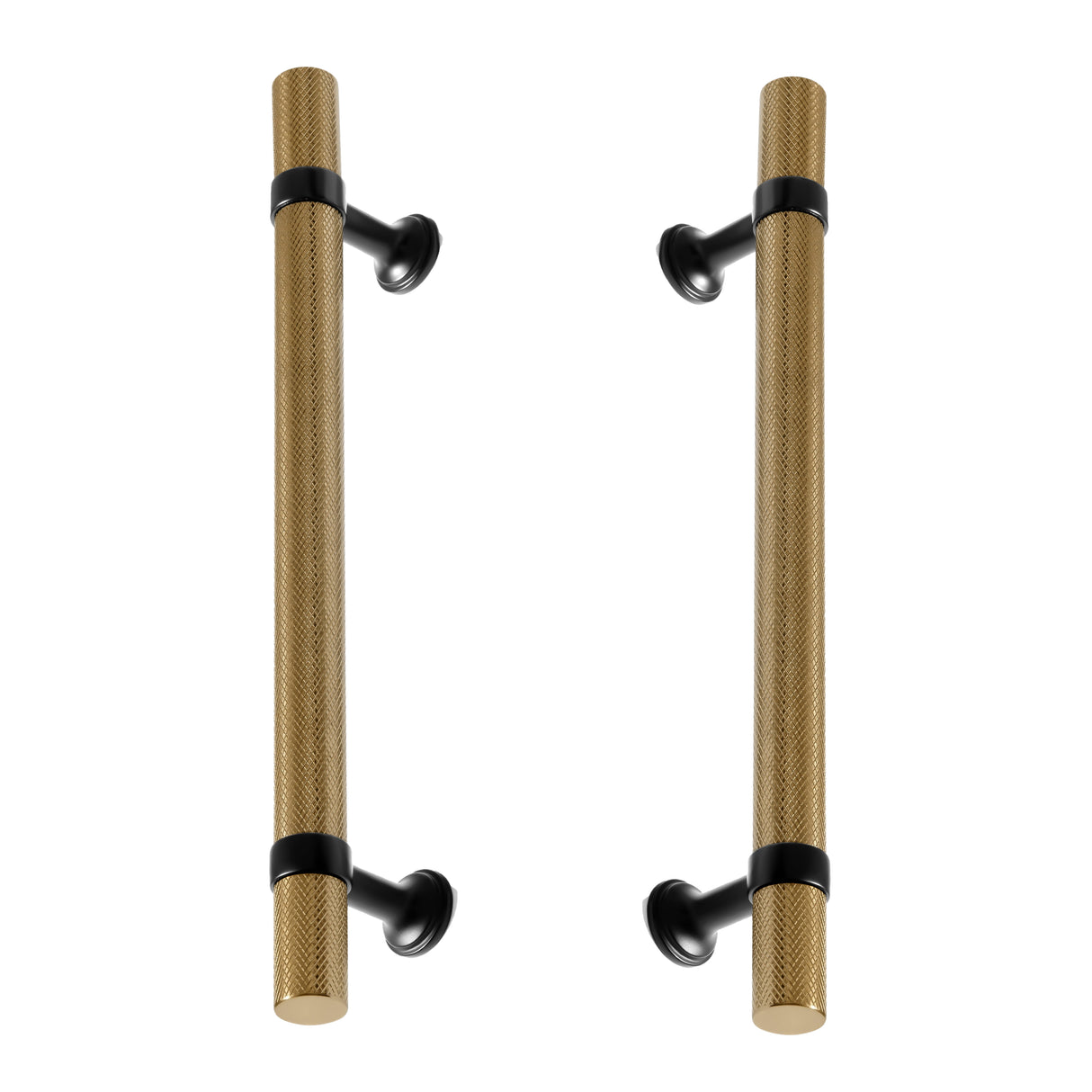 Matte Black and Champagne Bronze Knurled "Contemporary" Glass Shower Door Handles