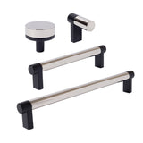 Polished Nickel and Black Smooth Cabinet Knobs and Drawer Pulls