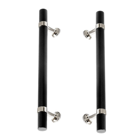 Polished Nickel and Matte Black Knurled "Contemporary" Glass Shower Door Handles - Forge Hardware Studio