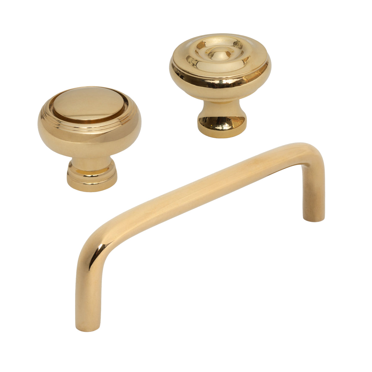 Polished Brass "Heritage No.2" Cabinet Knobs and Wire Pulls