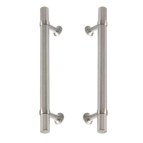 Satin Nickel Knurled "Contemporary" Glass Shower Door Handles - Forge Hardware Studio
