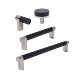 Black and Satin Nickel Smooth Cabinet Knobs and Drawer Pulls
