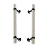 Matte Black and Polished Nickel Knurled "Contemporary" Glass Shower Door Handles