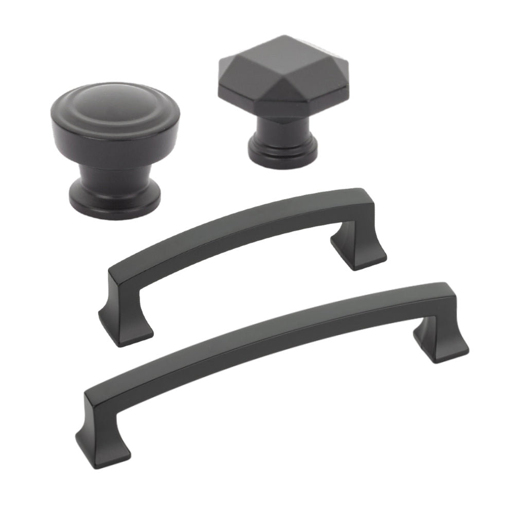Matte Black "Arched Moderna" Drawer Pulls and Cabinet Knobs