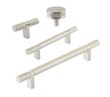 Knurled T-Bar Satin Nickel Cabinet Knobs and Drawer Pulls