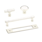 Polished Nickel Industrial Modern Pulls and Knob with Backplate