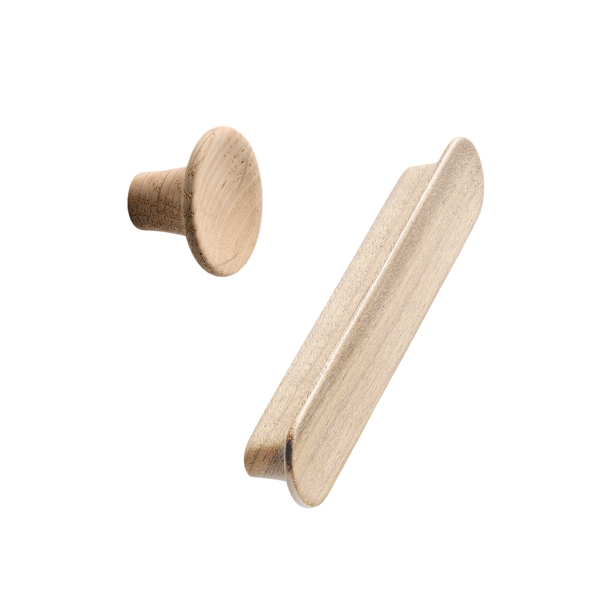 Unlacquered Oak Wood "Tuba" Cabinet Knob and Drawer Pulls - Forge Hardware Studio