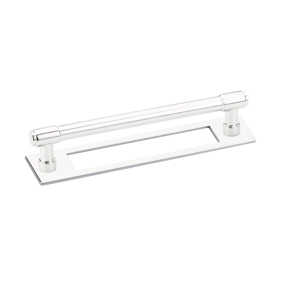 Polished Chrome Industrial Modern Pulls and Knob with Backplate