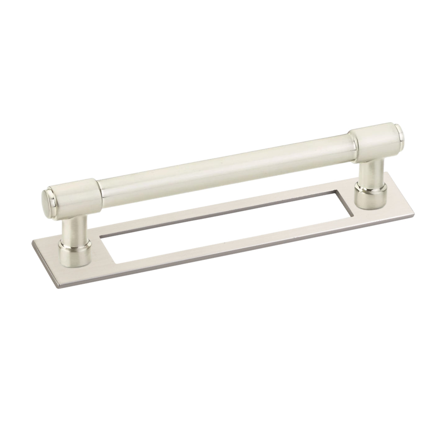 Satin Nickel Industrial Modern Pulls and Knob with Backplate