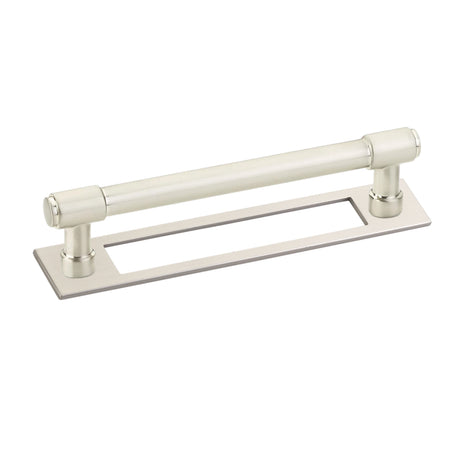 Satin Nickel Industrial Modern Pulls and Knob with Backplate