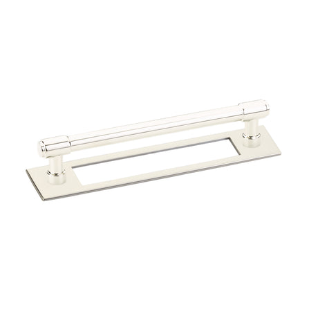 Polished Nickel Industrial Modern Pulls and Knob with Backplate