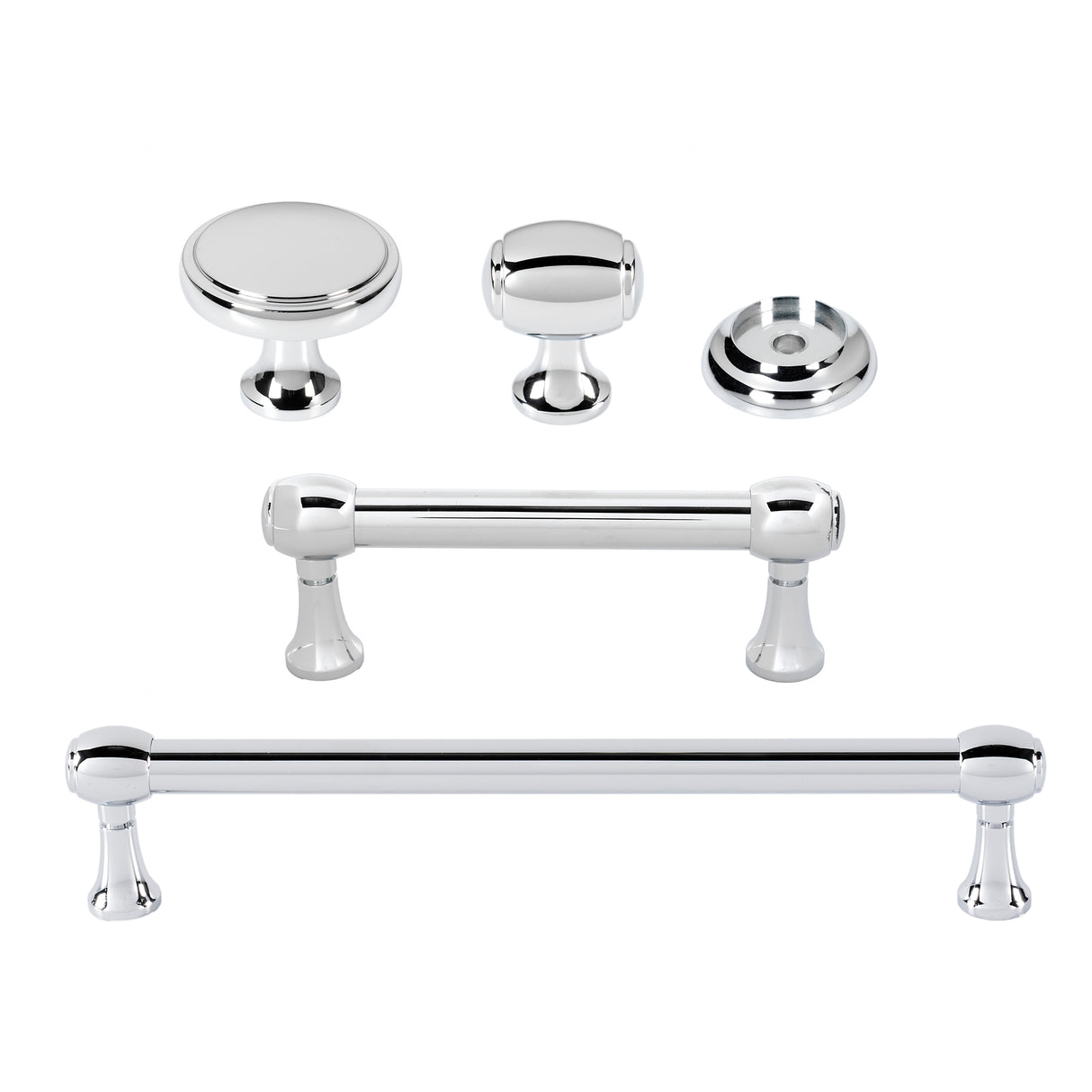 Polished Chrome "Solace" Cabinet Knobs and Drawer Pulls