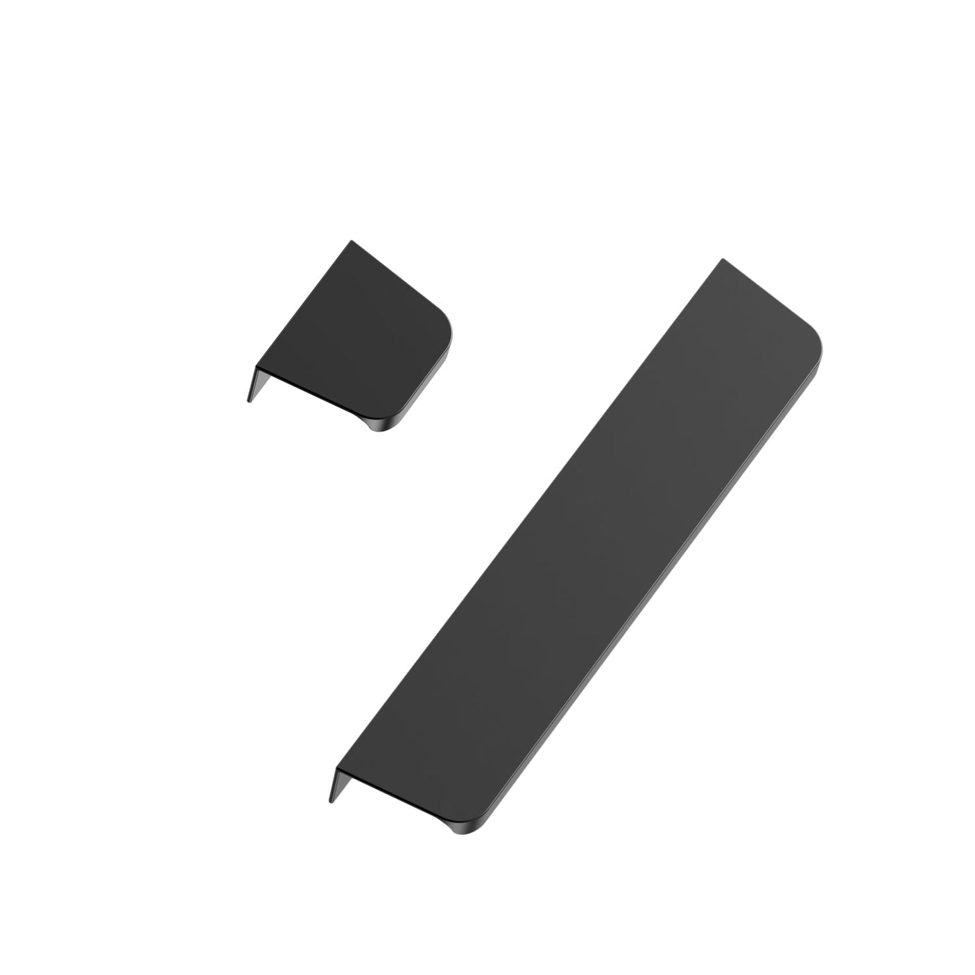 Matte Black "Comet" Edge Drawer Tab Pulls - Euro • Knobs