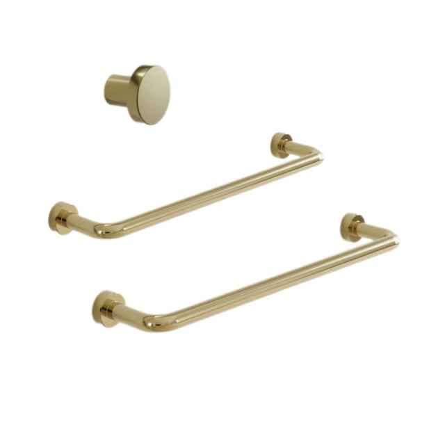 Polished Brass "Lounge" Cabinet Knob and Wire Drawer Pulls - Euro • Knobs