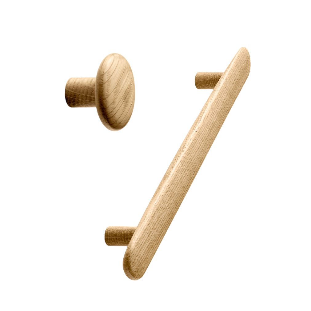 Oak Lacquered Wood "Brutus" Cabinet Knob and Drawer Pulls - Euro • Knobs