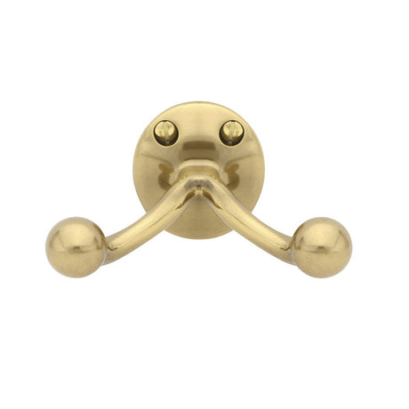 French Brass "Heritage No.2" Double Wall Robe Hook - Industry Hardware