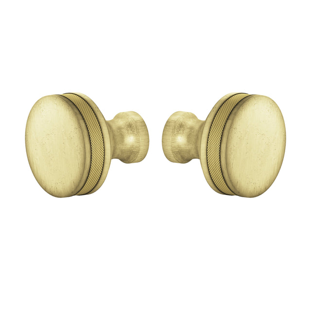 Distressed Brass "Knurled" Round Glass Shower Knob - Industry Hardware