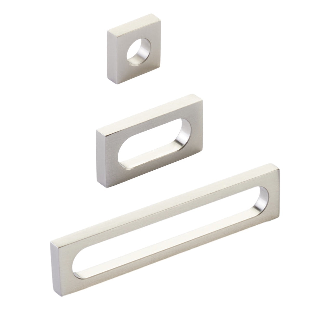 Brushed Nickel "Loop" Square Drawer Pulls and Cabinet Knobs - Forge Hardware Studio