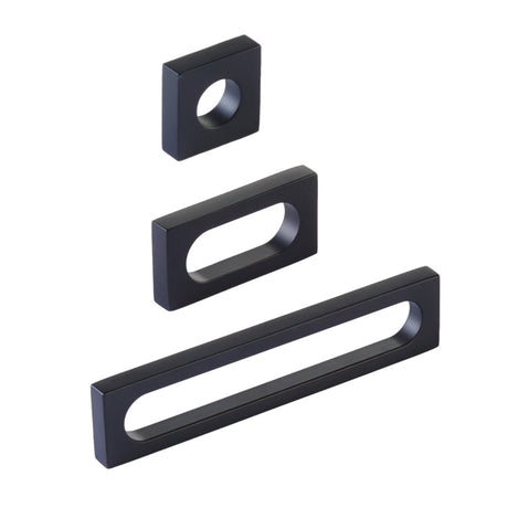 Matte Black "Loop" Square Drawer Pulls and Cabinet Knobs - Forge Hardware Studio
