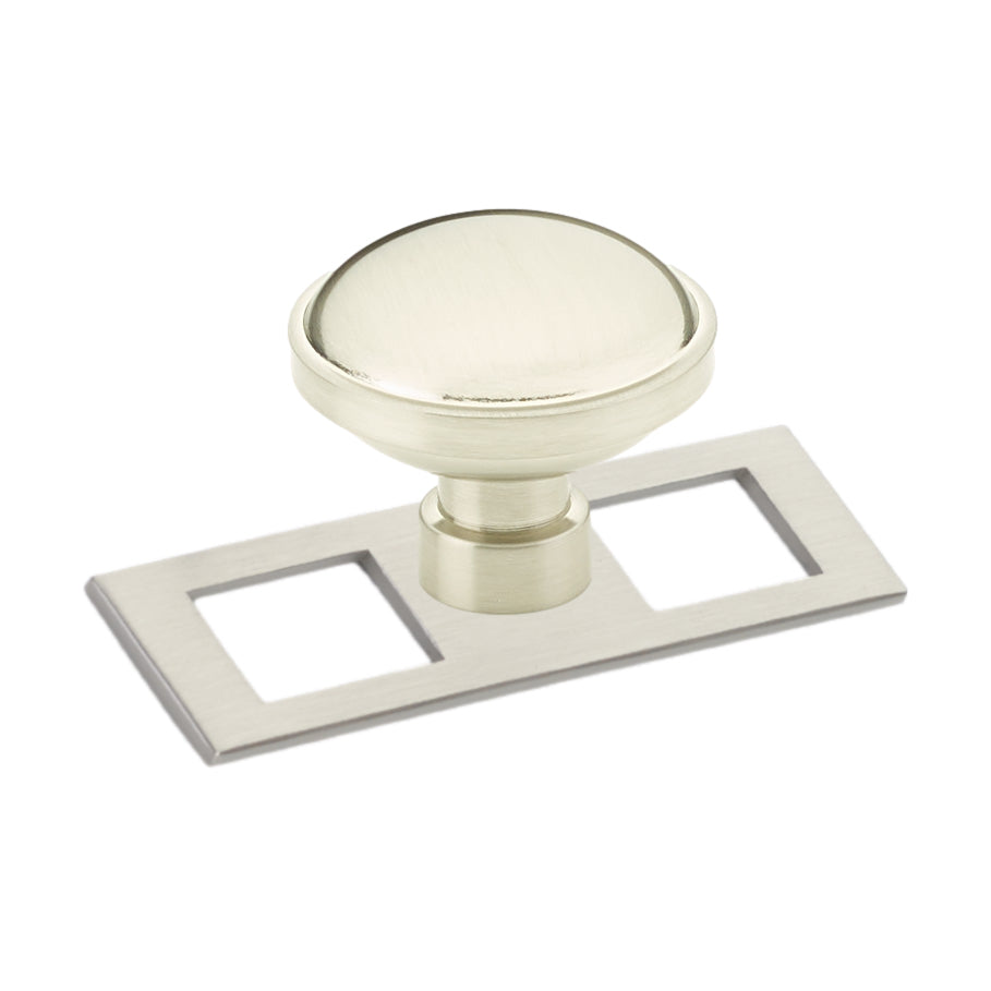 Satin Nickel Industrial Modern Pulls and Knob with Backplate - Forge Hardware Studio