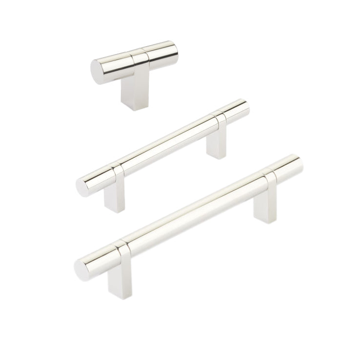 Smooth T-Bar Polished Nickel Cabinet Knobs and Drawer Pulls