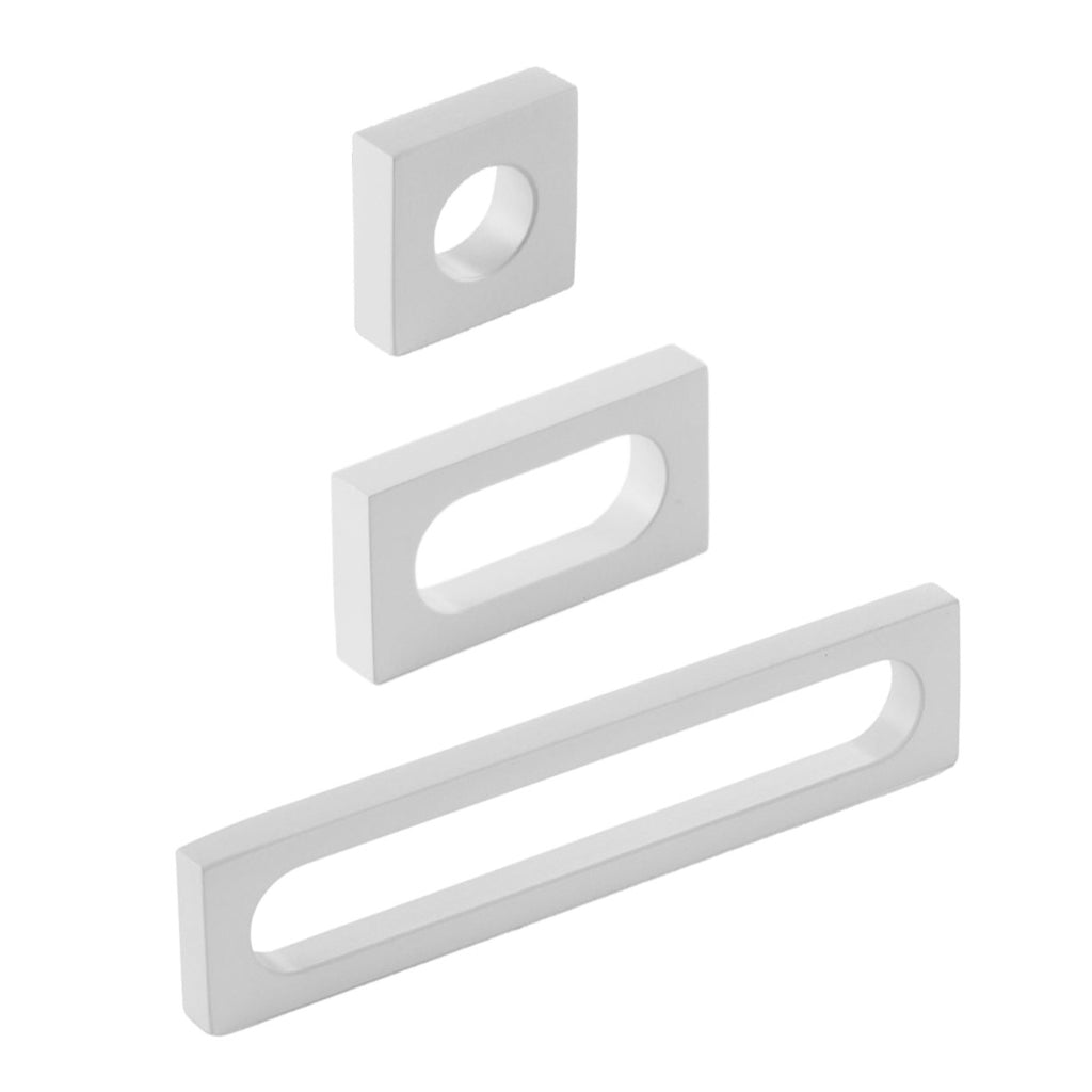 Matte White "Loop" Square Drawer Pulls and Cabinet Knobs - Forge Hardware Studio