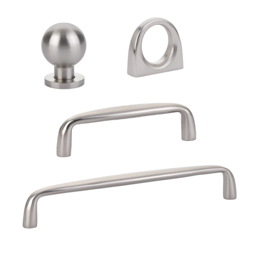 Omni Cabinet Knobs and Drawer Pulls in Satin Nickel - Forge Hardware Studio