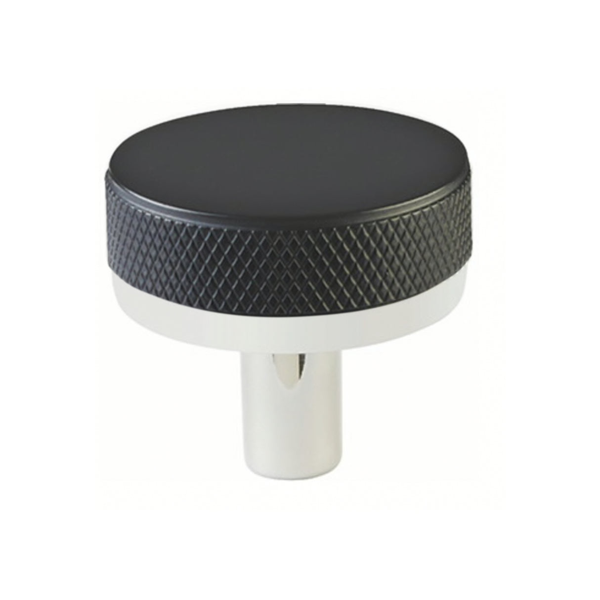Knurled Select Texture Polished Nickel and Black Drawer Pulls - Forge Hardware Studio