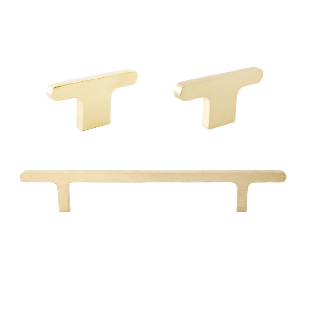 Unlacquered Brass "Level" Cabinet Knobs and Drawer Pulls - Forge Hardware Studio