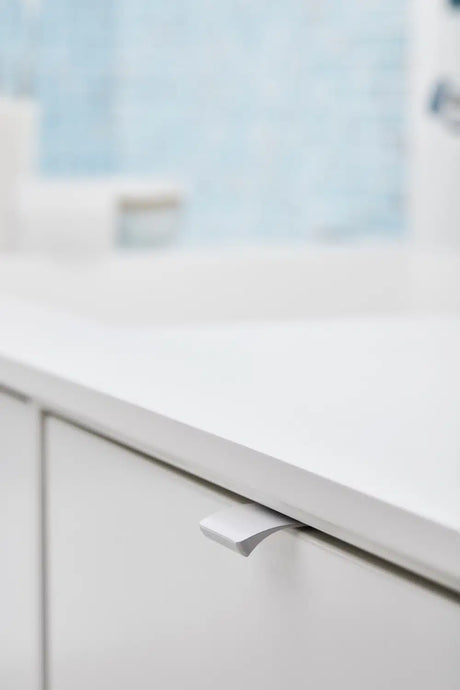Matte White "Edge Straight" Tab Drawer Pulls - Forge Hardware Studio