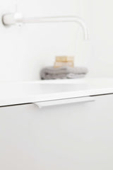 Matte White "Edge Straight" Tab Drawer Pulls - Euro • Knobs