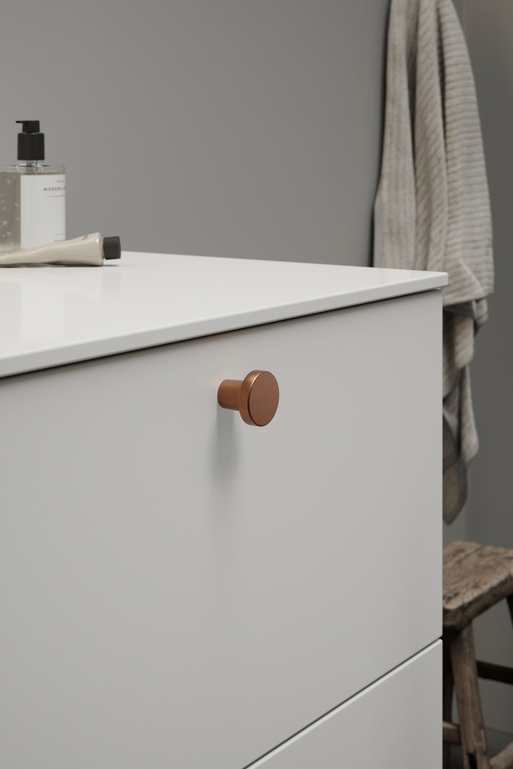 Brushed Copper "Lounge" Cabinet Knob and Wire Drawer Pulls - Euro • Knobs