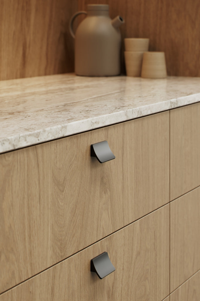 Matte Black "Ciel" Tab Drawer Pulls - Forge Hardware Studio