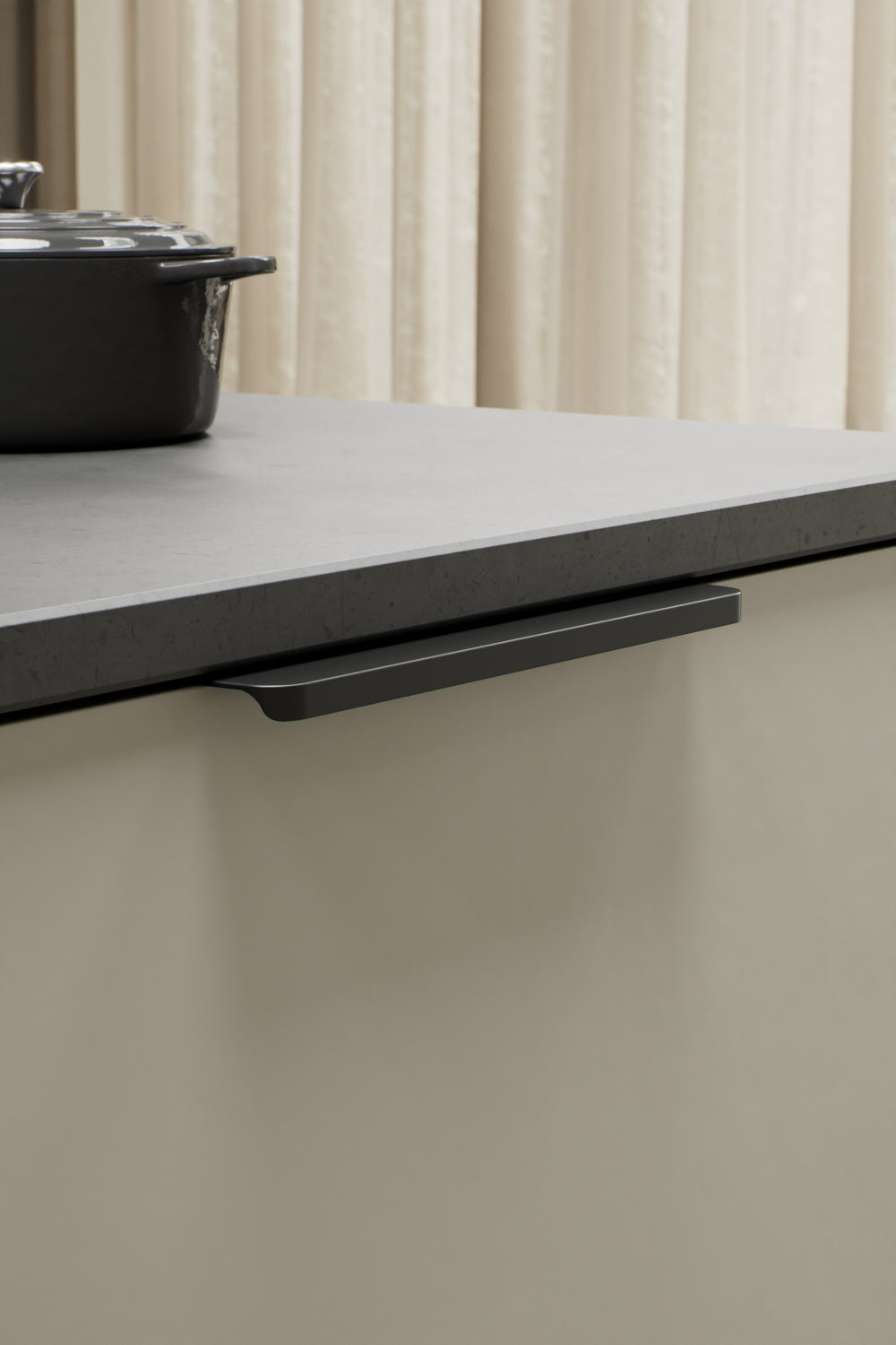 Matte Black "Comet" Edge Drawer Tab Pulls - Euro • Knobs