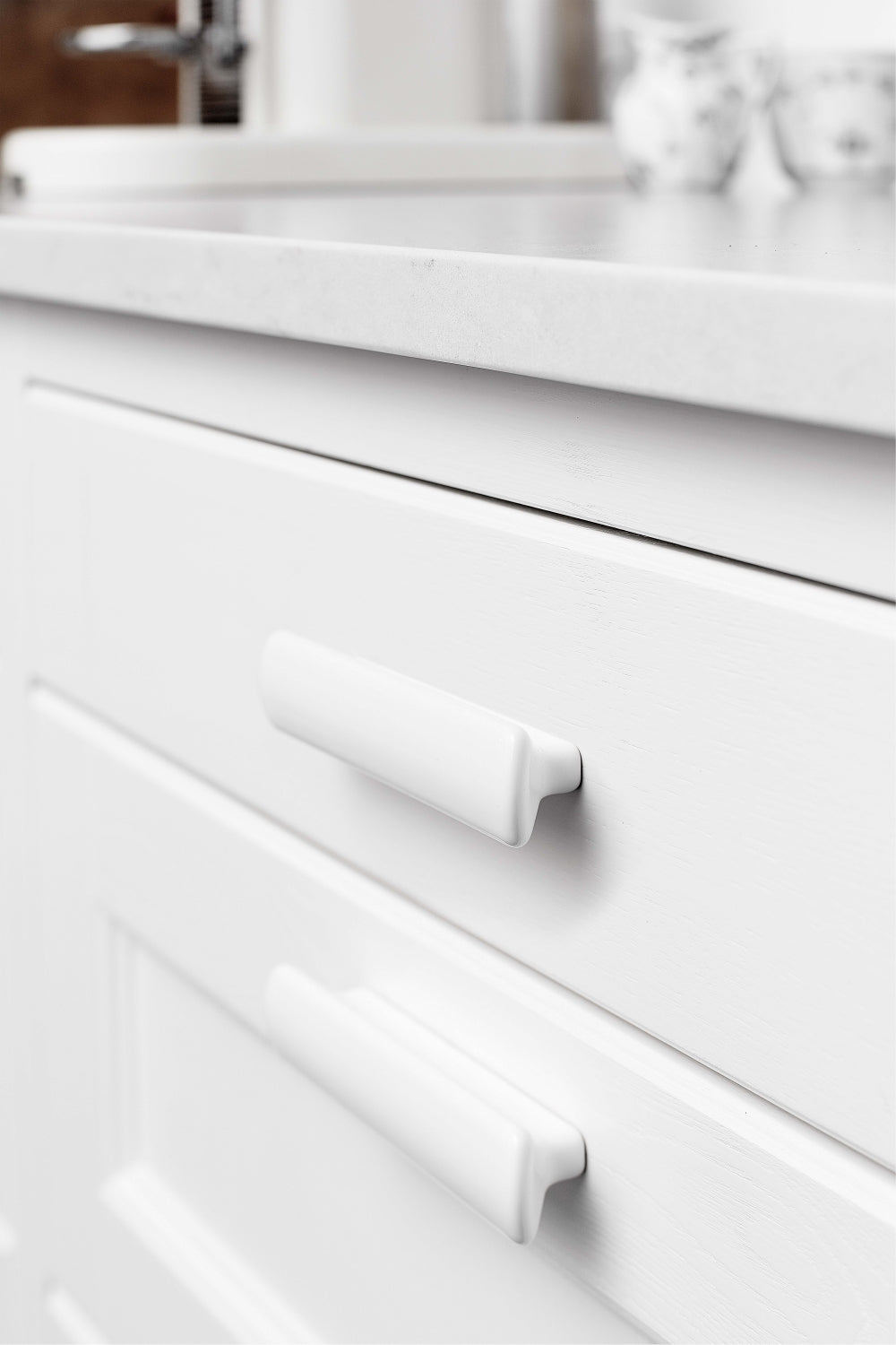 Glossy White "Vanilla" Cabinet Knob and Drawer Pull - Euro • Knobs
