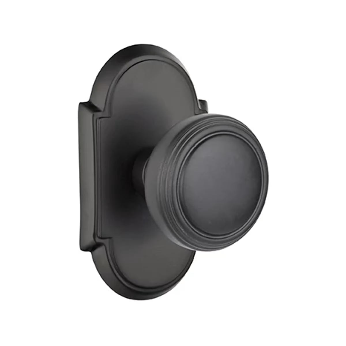Transitional Matte Black "Ridge" Round Door Knob