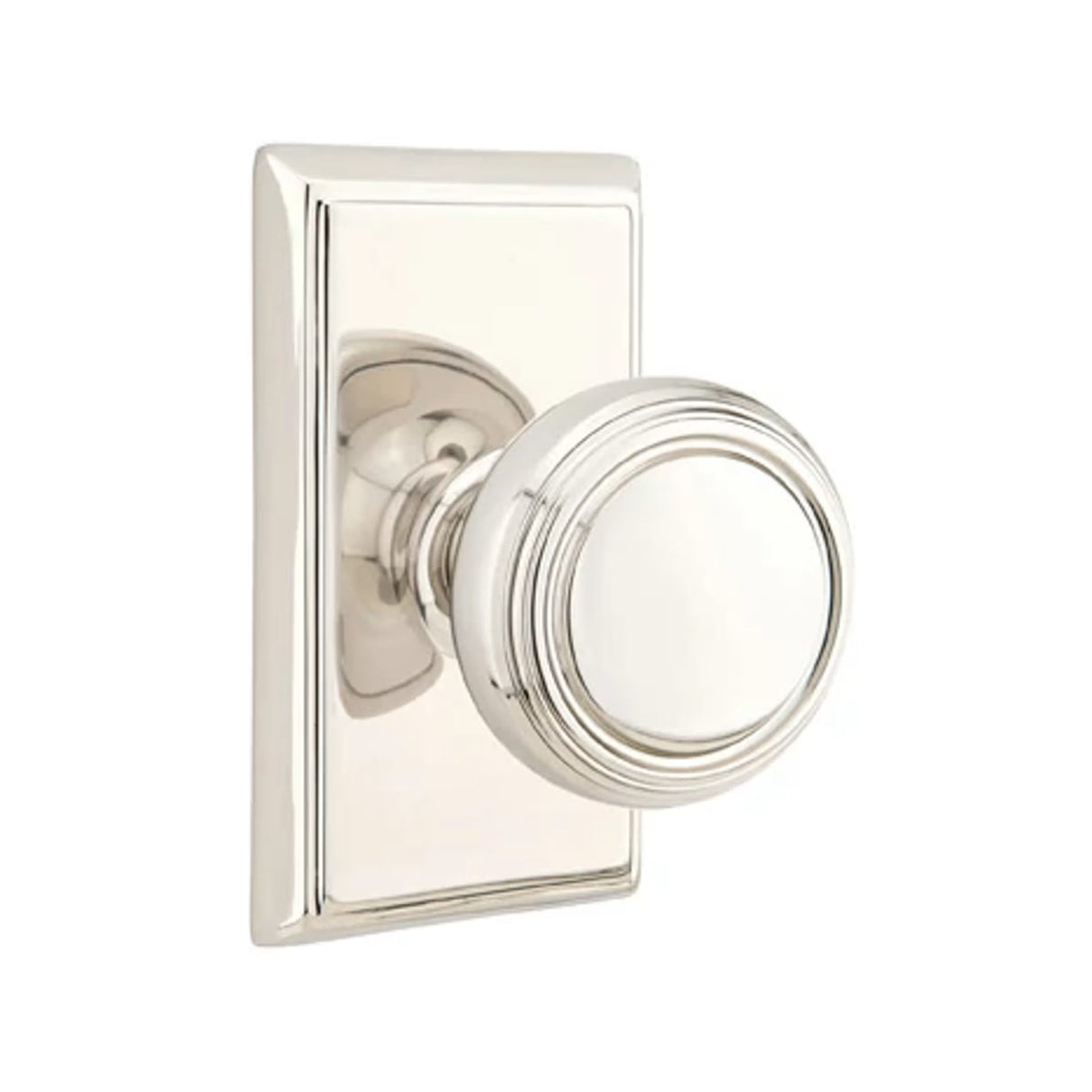 Transitional Polished Nickel "Ridge" Round Door Knob