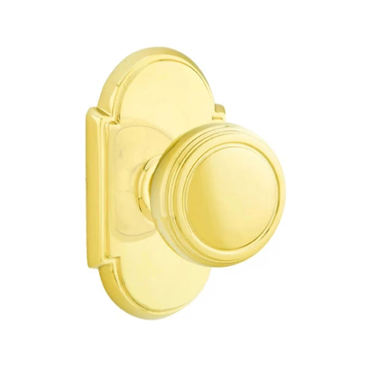 Transitional Polished Brass "Ridge" Round Door Knob