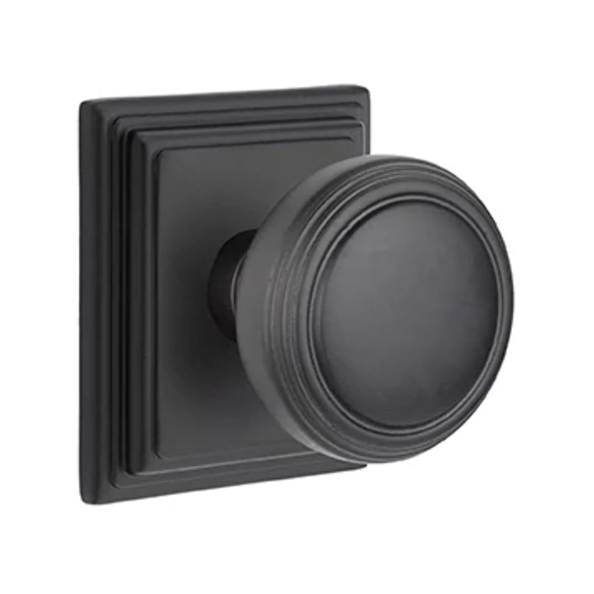 Transitional Matte Black "Ridge" Round Door Knob