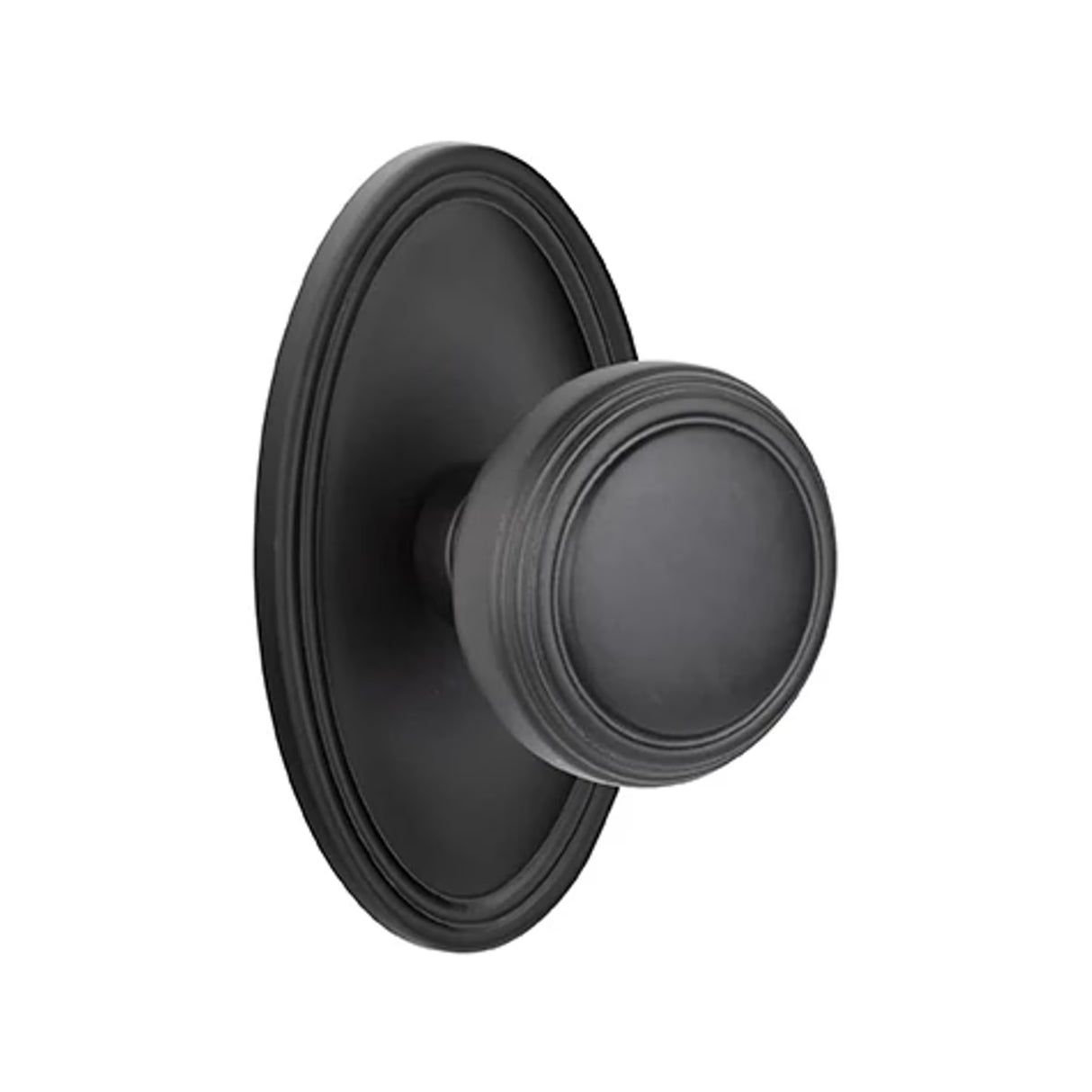Transitional Matte Black "Ridge" Round Door Knob