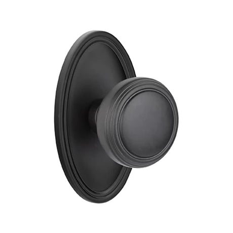 Transitional Matte Black "Ridge" Round Door Knob