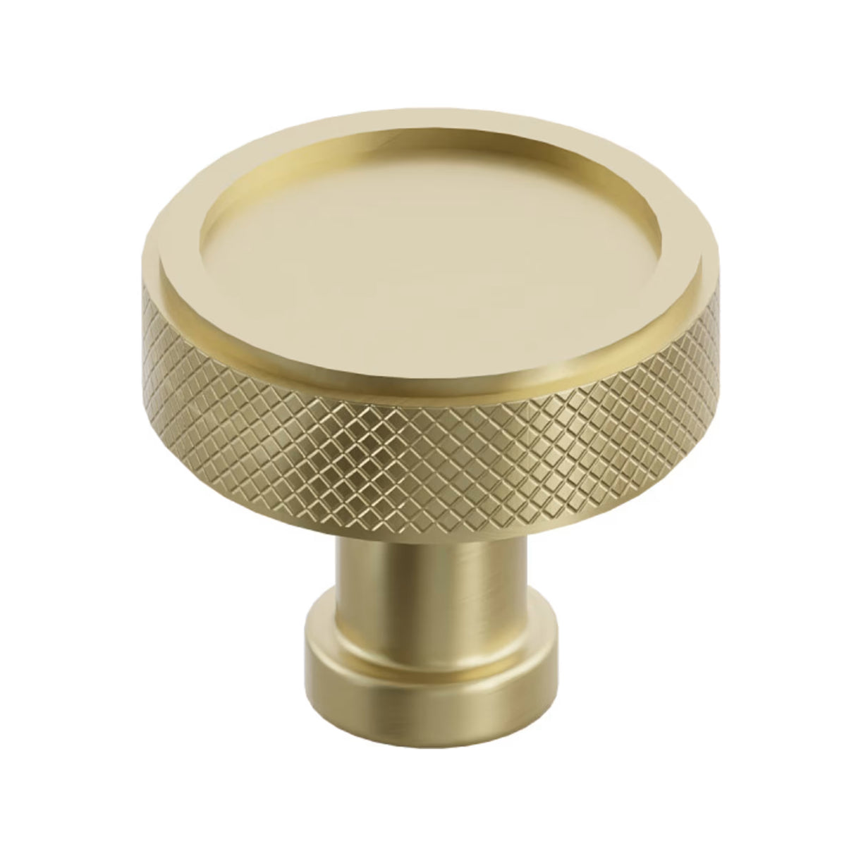 Satin Brass "ES Knurled" Round Knobs and Drawer Pulls