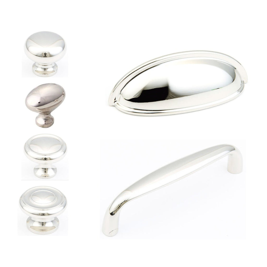 Traditional "Joy" Drawer Pulls in Polished Nickel - Forge Hardware Studio