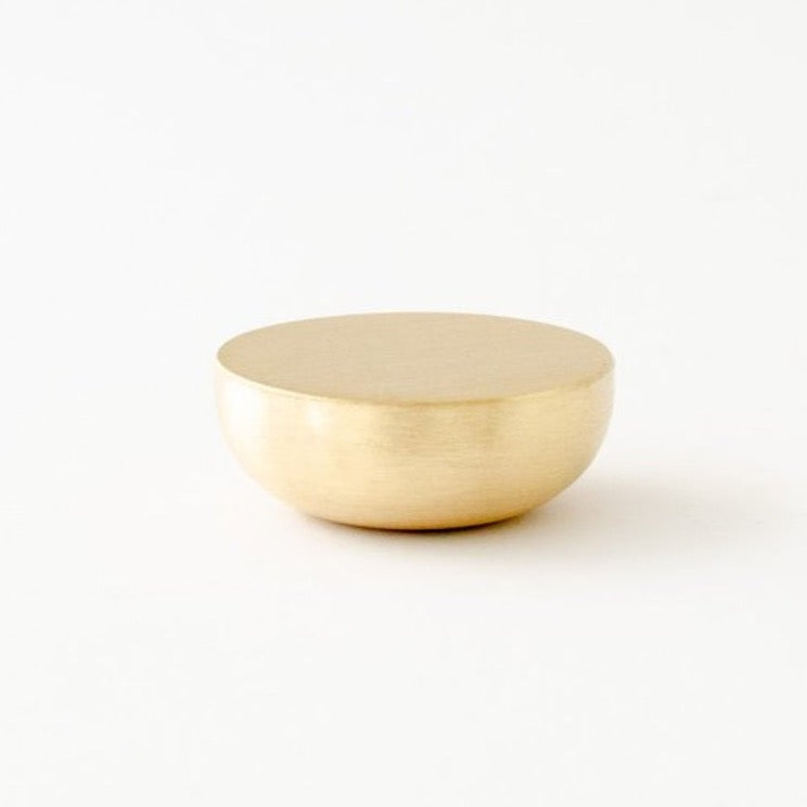 Unlacquered Brushed Brass "Bowl" Modern Round Cabinet Knob - Forge Hardware Studio