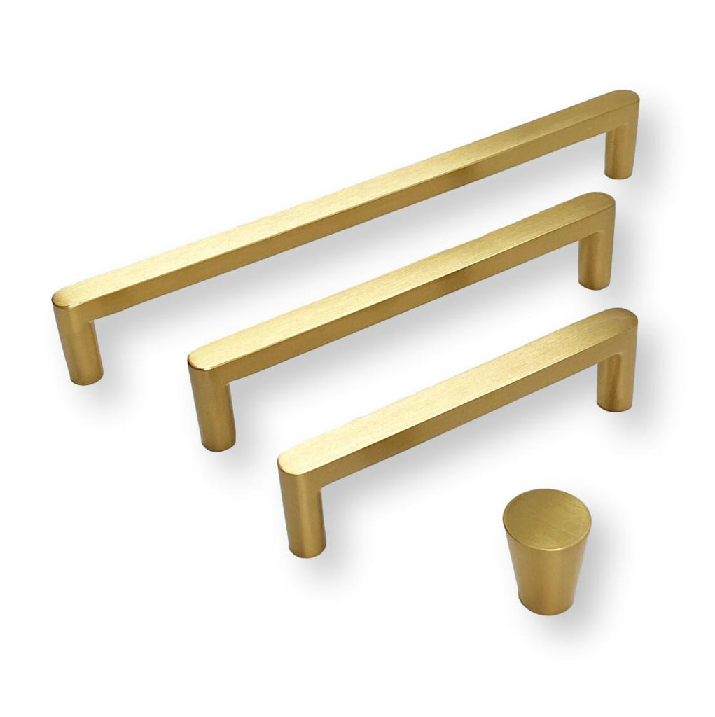 Brushed Brass "Charlie" Drawer Pulls and Cabinet Knobs - Forge Hardware Studio