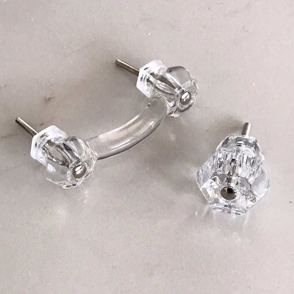 Glass Depression Clear Drawer Pull and Cabinet Knobs - Forge Hardware Studio