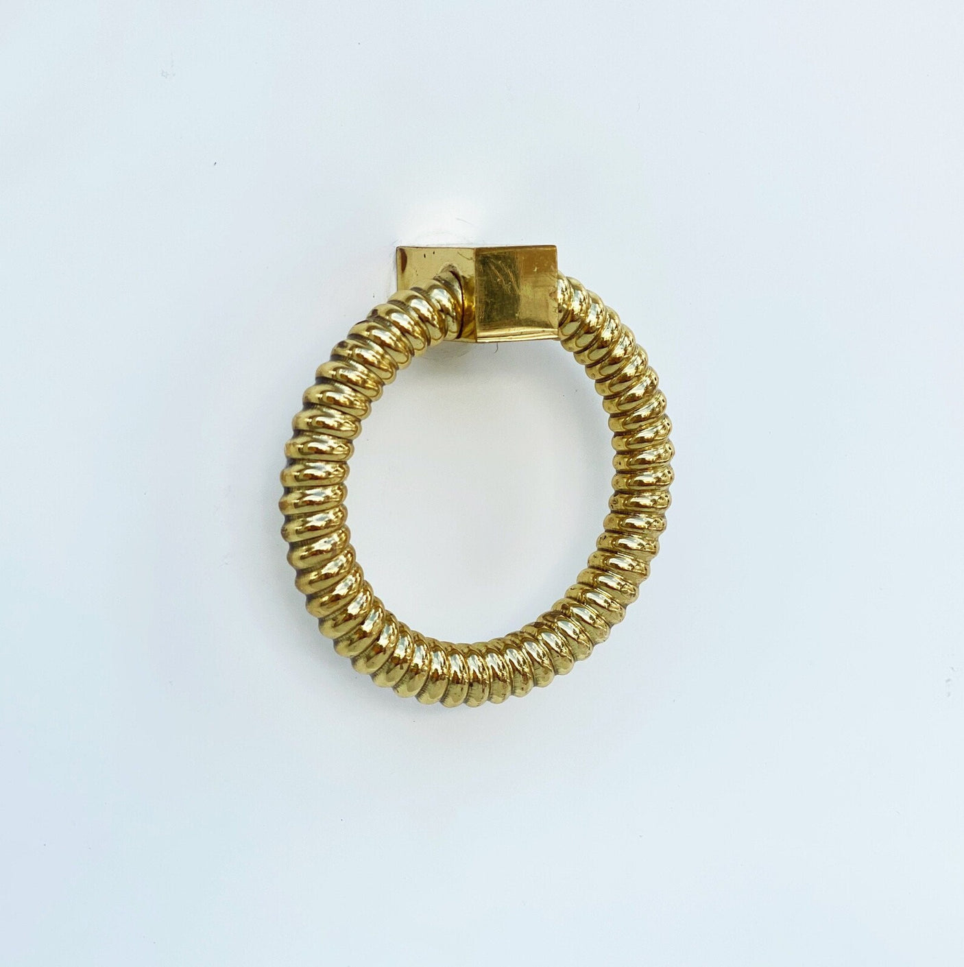 Polished Brass "Rope" Ring Pull Cabinet Knob - Forge Hardware Studio