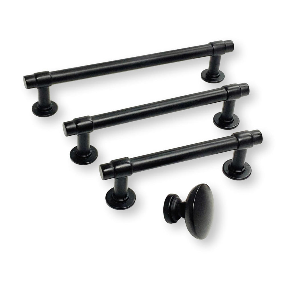 Matte Black Farmhouse Cabinet Knob and T-Bar Drawer Pulls