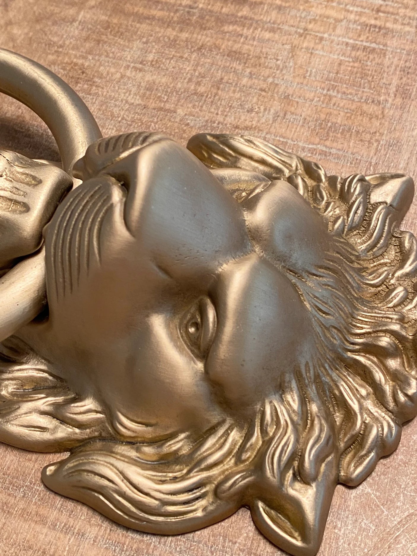 Satin Gold Lionhead Door Knocker - Holiday Gift